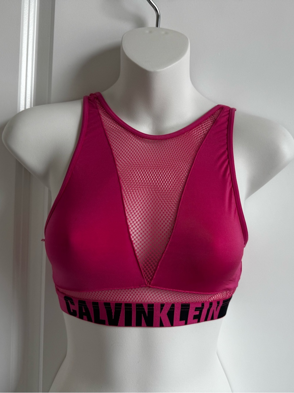 Calvin Klein Magenta Mesh V-Neck Sports Bralette